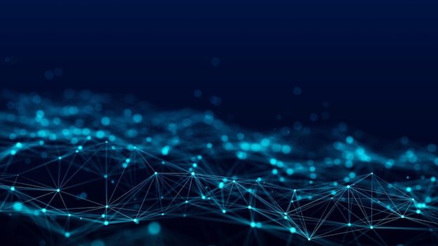Modern design of network connection structure Abstract background with interlacing dots and lines 3D