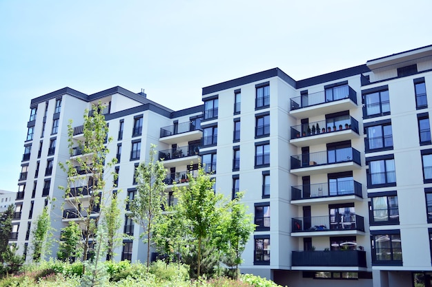 modern european residential apartment buildings quarter new apartment building outdoor