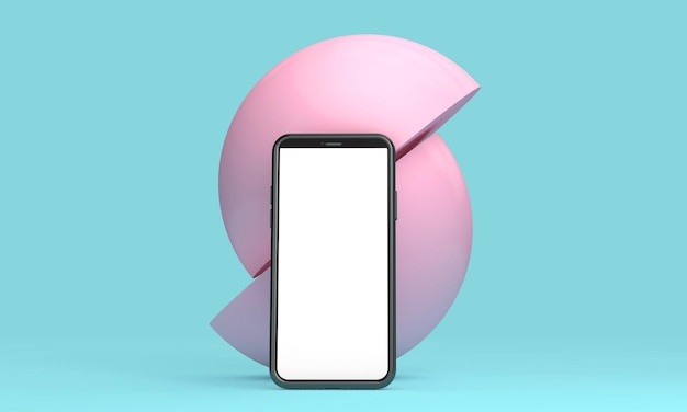 Modern frameless smartphone blank screen template abstract background 3D Rendering