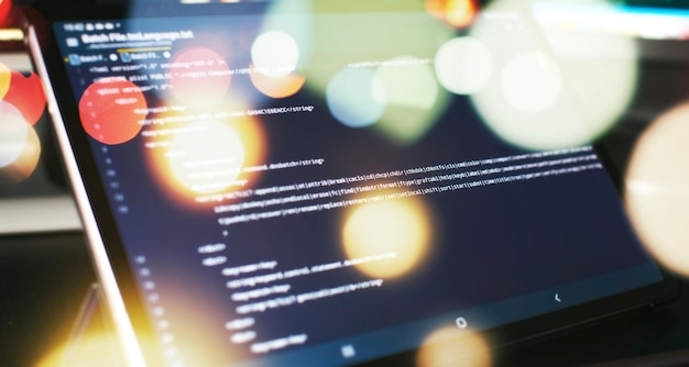 Modern tech PHP syntax highlighted Writing programming functions on laptop Big data and Internet of things trend