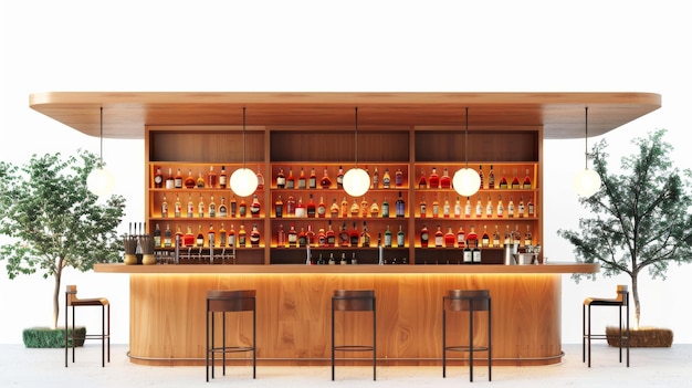 Modern Wooden Bar Interior Design with Nature Elements