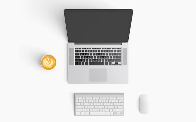  Modern workspace. Top view. Flat lay style.