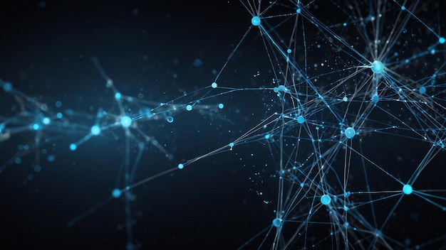 Molecules connected through strands of light in a dark background
