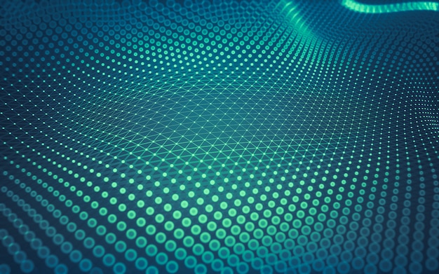 Molecules technology with polygonal shapes, connecting dots and lines