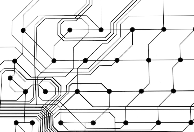 monochrome picture of a transparent circuit board