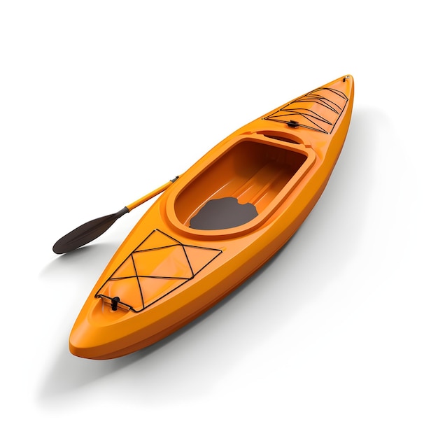 Một chiếc thuyền kayak màu cam với chữ love trên đó