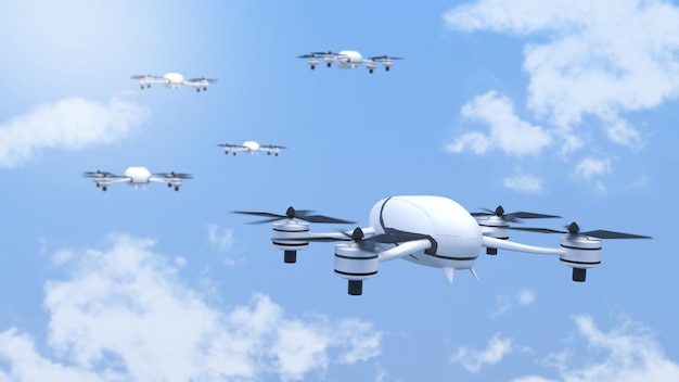 MultiDrone Collaboration for Various TasksUsing drones to find information and missions3d rendering