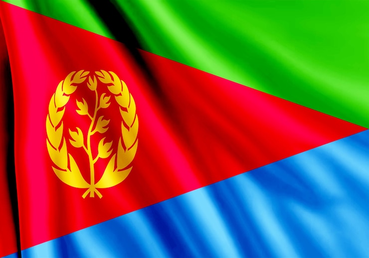 Photo national flag of eritrea flying effect