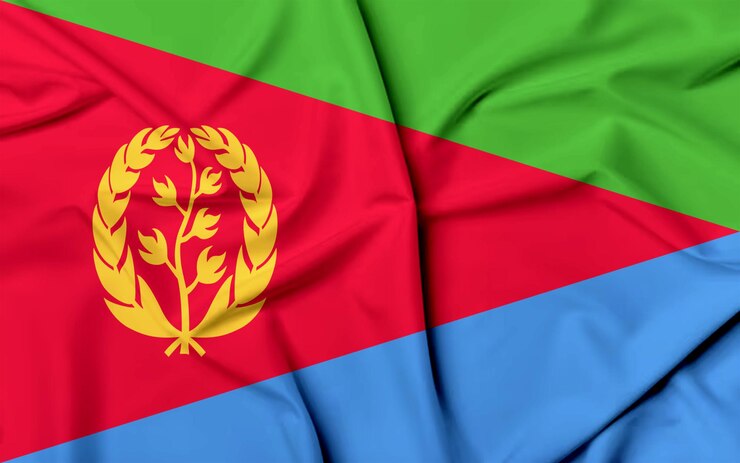 Photo national flag of eritrea flying effect