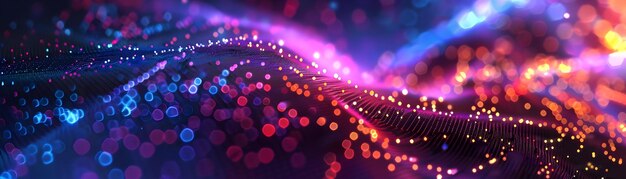 Nền trừu tượng với ánh sáng Bokeh và Sóng kết xuất 3D