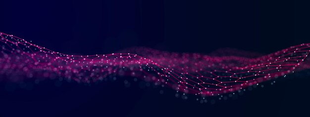 Nền trừu tượng với các điểm và đường đan xen. Phong cách công nghệ, Big data, kết xuất 3D
