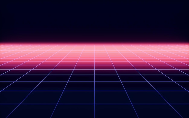 Neon and glowing gridding 3d rendering