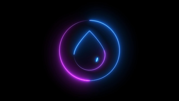 Neon Drop in a Glowing Circle