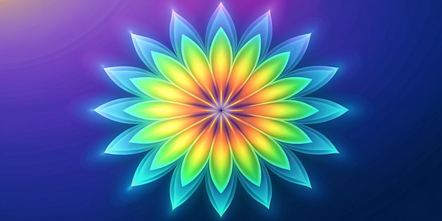 Neon Flowers Illustration Art Background Magic Abstract Design Summer