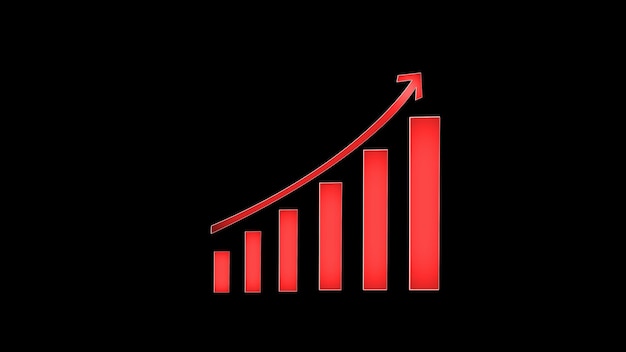 Neon growing graph business graph Arrow graph going up Futuristic raise arrow chart digital transformation abstract technology background