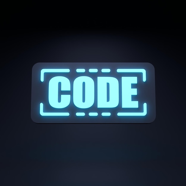 neon inscription code 3d render illustration