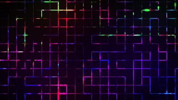 Neon lighting of blocks and gradient of lines computer generated 3d render abstract background