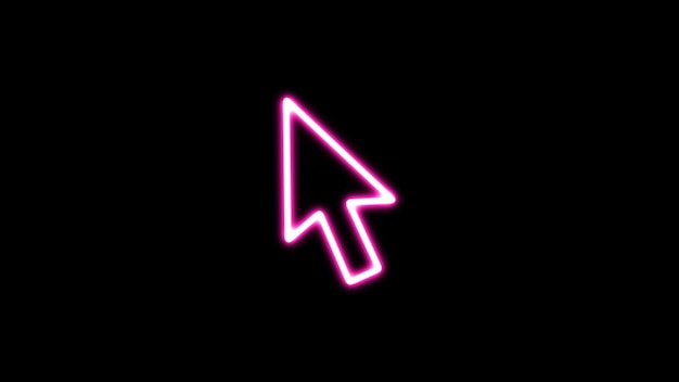 Neon Mouse click cursor arrow icon Hand Cursor glowing Click icon Mouse pointer Arrow cursor on the black background