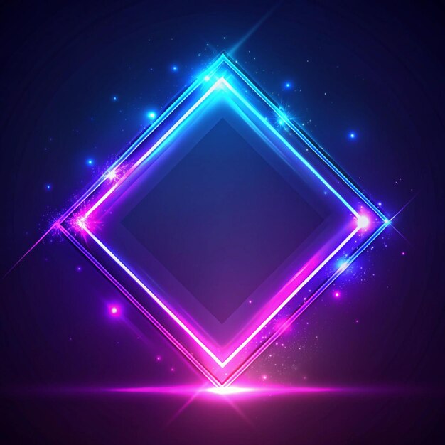 neon rounded parallelogram frame with shining effects on dark background empty glowing techno backdrop vector illustration