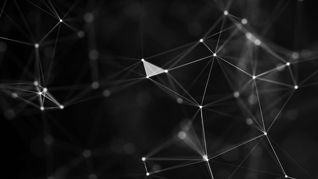 network connection structure abstract background with moving dots and lines futuristic illustration digital technology design 3d rendering
