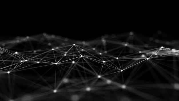 Network connection structure Big data digital dark background Science background with connected dots and lines 3d rendering