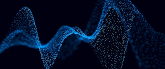 Network connection structure Futuristic abstract mesh Wave with the connection of points and lines Big data 3D rendering