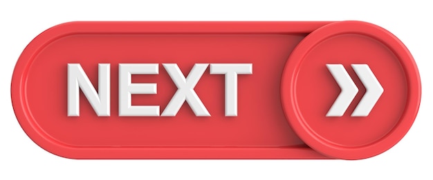 next button continue button 3d illustration