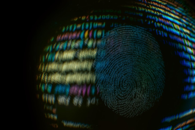Nice fingerprint on the crumpled background of the code Abstract computer script code Software developer code