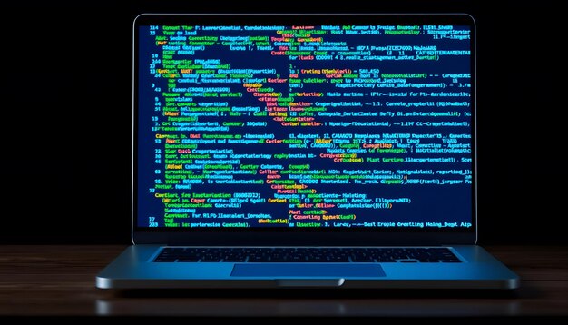 notebook coding background business data analytics programming online digital world technology