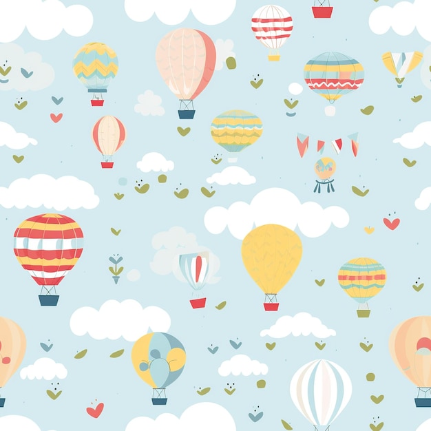 Nursery Baby Boy Rainbow amp Balloon Seamless Pattern