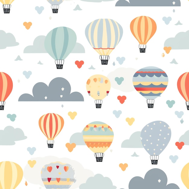 Nursery Baby Boy Rainbow amp Balloon Seamless Pattern