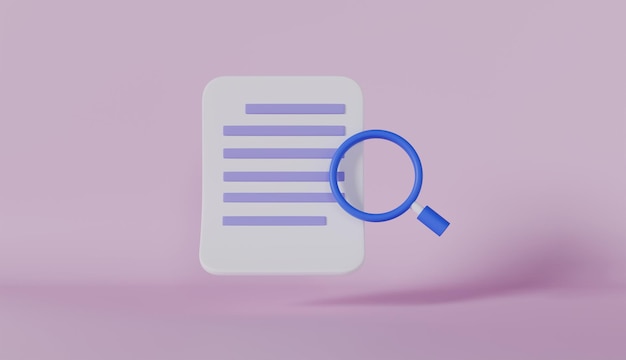 Office business element with magnifying icon concept