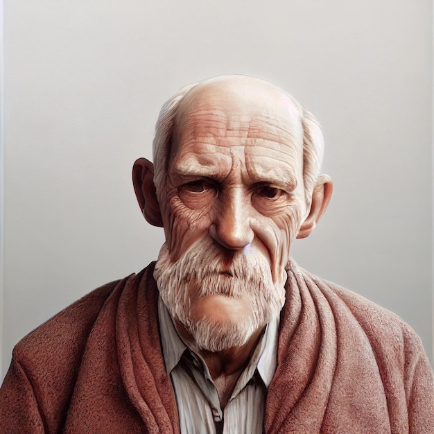 Old sad man portrait illustration