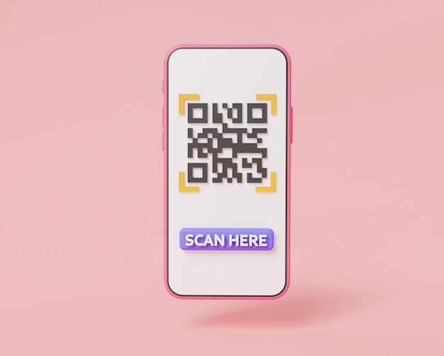 Online payment concept QR code scanning for online payment in smartphone Scanning payment verification payment transaction scan QR code online shopping money transfer3d render illustration