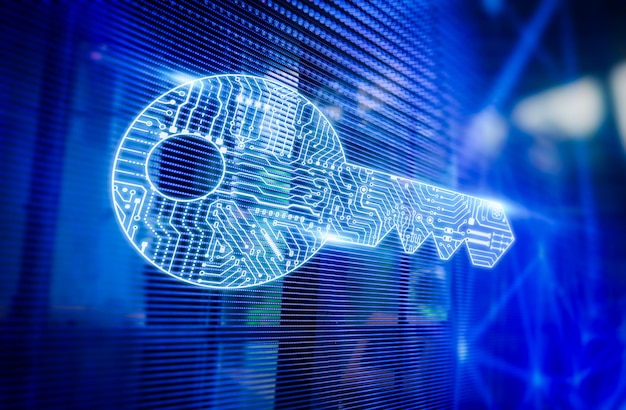Online security concept with digital screen display circuit key