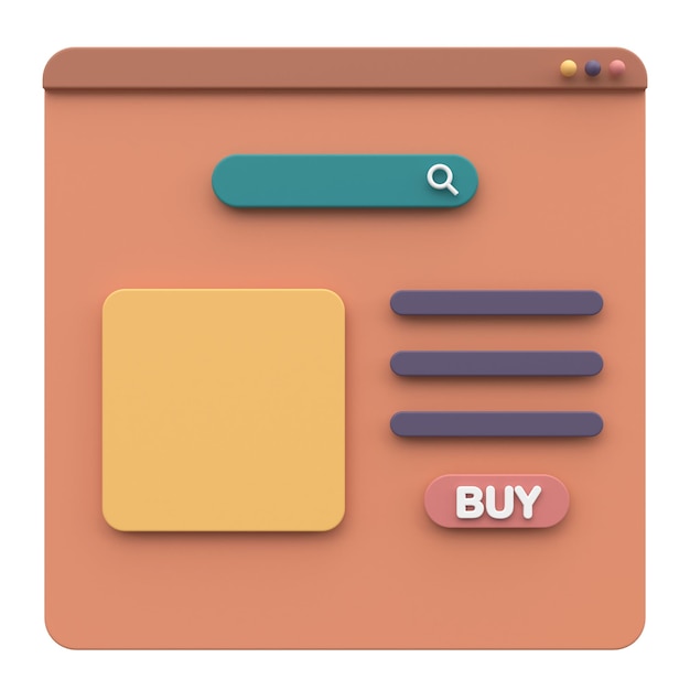 Online shopping 3D browser Product page 3D illustration