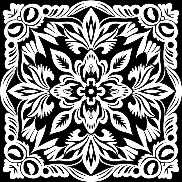 Ornament Geometric Pattern in Black