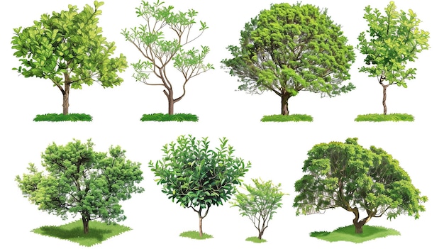 Ornamental Set of Dwarf Bush Trees and Shrubs