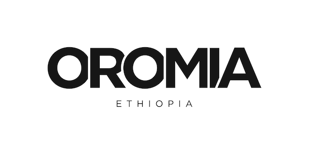 Oromia in the Ethiopia emblem The design features a geometric style vector illustration with bold typography in a modern font The graphic slogan lettering