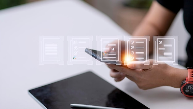 paperless workplace ideas esigning electronic signature document management a businessman signs an electronic document on a digital document on a virtual screen