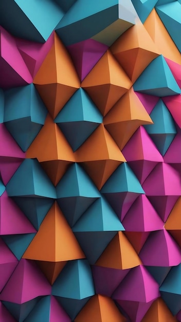 Parametric background based on triangular grid with different pattern of different volume 3d illustr