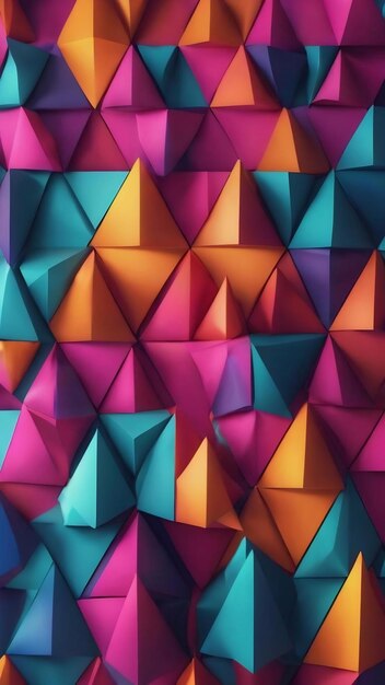 Parametric background based on triangular grid with different pattern of different volume 3d illustr