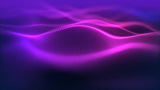 Particles wave Cyber or technology background Abstract seamless loop of mesh glowing red dots digital luxurious sparkling wave particles flows background Motion of digital data flow