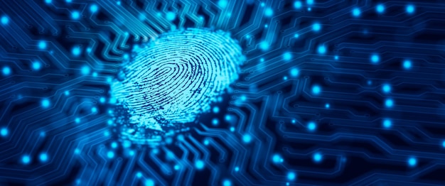 password control by fingerprint fingerprint security concept 3d render
