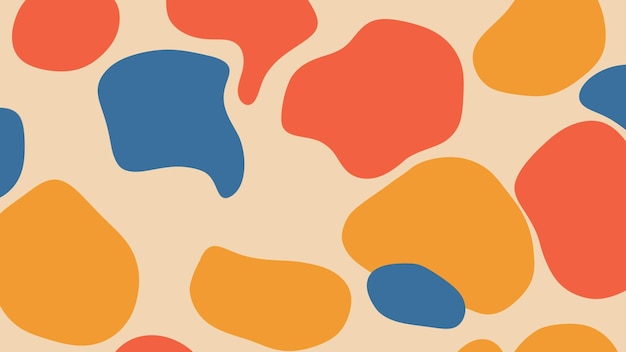 Pastel color hand drawn beige background hand drawn shapes blue yellow orange doodle objects