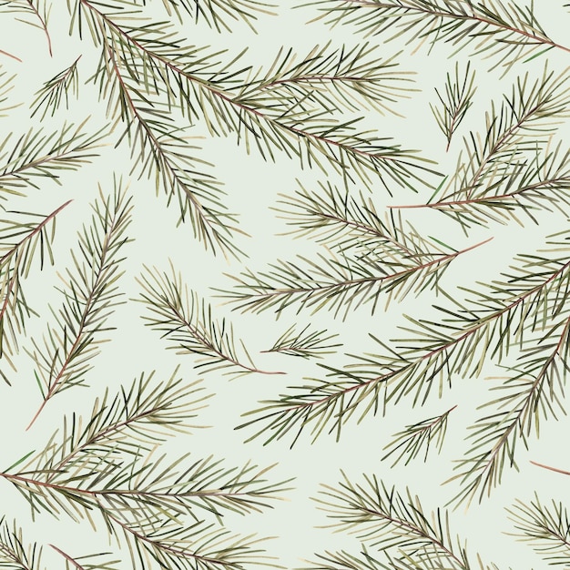 Pattern of fir branches Watercolor botanical pattern of pine branches pine needles branches