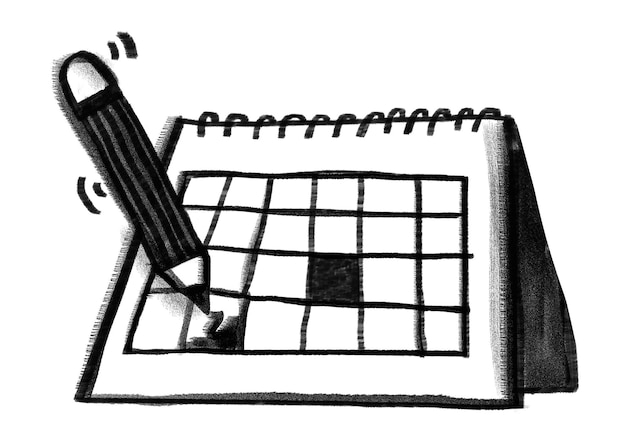 Pencil writing png calendar doodle transparent background