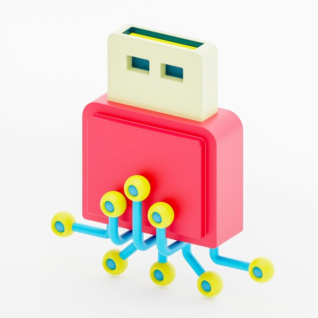 Pendrive 3d icon represented by storage memory with USB head