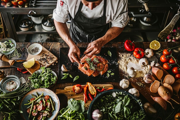 person cutting vegetables on cutting board