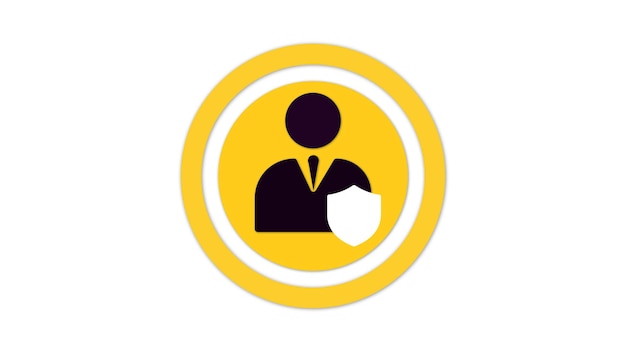 Person with a guard logo icon on a white background